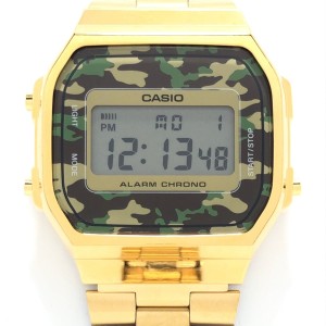 カシオ CASIO 腕時計 - A168WE メンズ 迷彩柄 グリーン×ダークブラウン×カーキ【中古】20240406