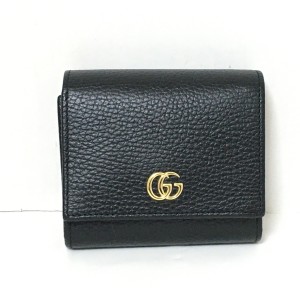 グッチ GUCCI 2つ折り財布 レディース GGマーモント 598587 黒 L字ファスナー レザー【中古】20240427