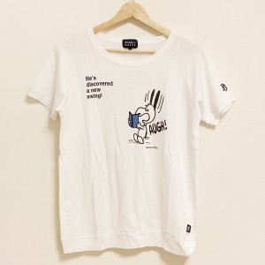 パーリーゲイツ 半袖Tシャツ サイズ1 S レディース - 白×黒×ブルー クルーネック/スヌーピー/PEANUTSコラボ【中古】20240509