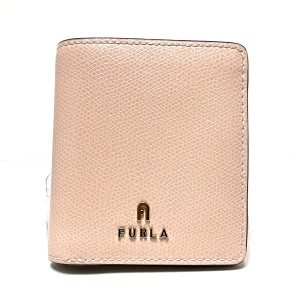 フルラ FURLA 2つ折り財布 レディース カメリア ライトピンク×ベージュ レザー【中古】20240404