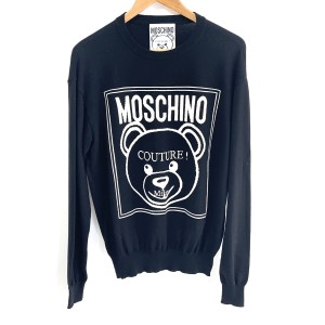 モスキーノ MOSCHINO 長袖セーター レディース - 黒×白 COUTURE/クマ【中古】20240416