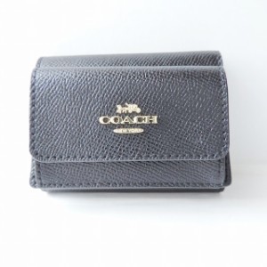 コーチ COACH 3つ折り財布 レディース - 85027 黒 レザー【中古】20240418