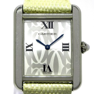 カルティエ Cartier 腕時計 タンクソロSM W1019555 レディース 2006年クリスマス限定/社外ベルト シルバー【中古】20240321