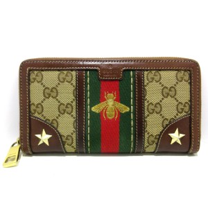 グッチ GUCCI 長財布 レディース シェリー GG柄 406754 ベージュ×ダークブラウン×マルチ ラウンドファスナー【中古】20240402