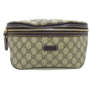 グッチ GUCCI ウエストポーチ レディース GGプラス・GGスプリーム 233269 ベージュ×ダークブラウン【中古】20240402