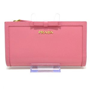 プラダ PRADA 長財布 レディース - ピンク リボン サフィアーノレザー【中古】20240406