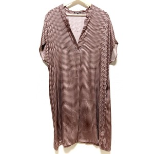 ニジュウサンク 23区 ワンピース サイズ46 XL レディース - ボルドー×黒×ベージュ 半袖/ロング【中古】20240416