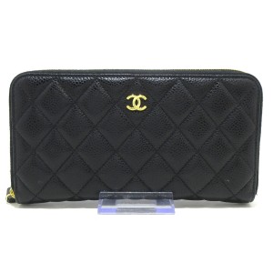 シャネル CHANEL 長財布 レディース マトラッセ AP0242 黒 ゴールド金具/ラウンドファスナー キャビアスキン【中古】20240406