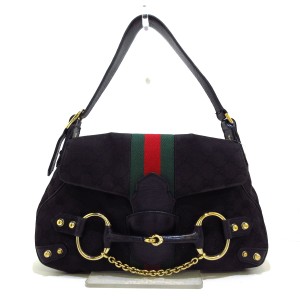 グッチ GUCCI ショルダーバッグ レディース シェリー/ホースビット 131474 黒×レッド×グリーン ジャガード×レザー【中古】20240421