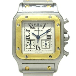カルティエ Cartier 腕時計 サントスガルベクロノリフレックスLM W20042C4 メンズ アイボリー【中古】20240420
