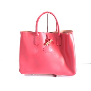 ロンシャン LONGCHAMP トートバッグ レディース 美品 ロゾ ピンク レザー【中古】20240416