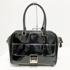 アニヤハインドマーチ Anya Hindmarch ハンドバッグ レディース カーカー 黒 エナメル（レザー）【中古】20240501