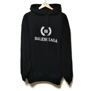 バレンシアガ BALENCIAGA パーカー サイズXS メンズ 美品 - 556143 TDV52 黒×白 長袖/プルオーバー【中古】20240406