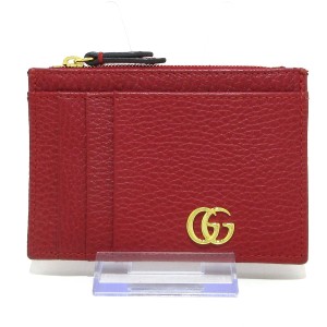 グッチ GUCCI コインケース レディース GGマーモント 574804 レッド カードケース・パスケース付き レザー【中古】20240406