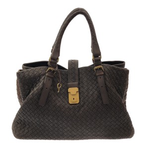 ボッテガヴェネタ BOTTEGA VENETA トートバッグ レディース ミディアムローマバッグ 171265 ダークブラウン レザー【中古】20240426