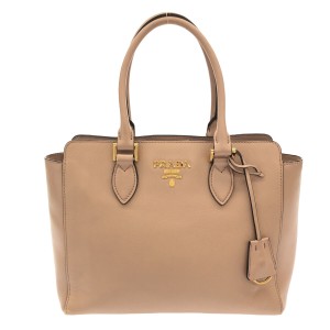 プラダ PRADA トートバッグ レディース - ピンクベージュ レザー【中古】20240516