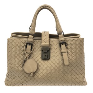 ボッテガヴェネタ BOTTEGA VENETA トートバッグ レディース スモールローマバッグ ベージュ レザー【中古】20240523