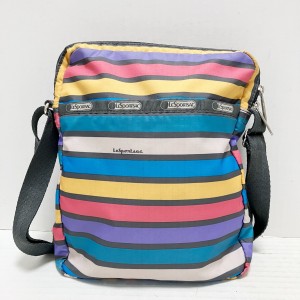 レスポートサック LESPORTSAC ショルダーバッグ レディース - ブルー×オレンジ×マルチ ボーダー レスポナイロン【中古】20240501