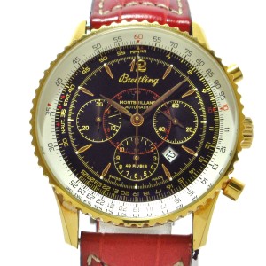 ブライトリング BREITLING 腕時計 ナビタイマー モンブリラン H41330 メンズ K18RG/クロノグラフ/社外ベルト 黒【中古】20240415