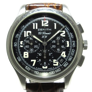 ゼニス ZENITH 腕時計 クラス エルプリメロ 01.0500.420/24 メンズ SS/クロノグラフ/裏スケ/社外ベルト 黒【中古】20240420