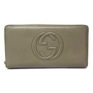 グッチ GUCCI 長財布 レディース ソーホー/インターロッキングG 282413 ダークグレー ラウンドファスナー レザー【中古】20240327