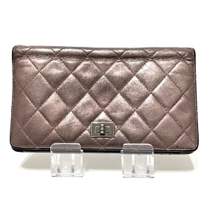 シャネル CHANEL 長財布 レディース 2.55,マトラッセ メタリックピンク ラムスキン【中古】20240404