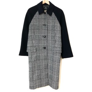 ポールスミス PaulSmith コート レディース - ダークネイビー×黒×白 長袖/チェック柄/冬【中古】20240424