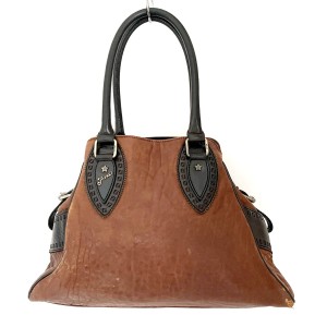 フェンディ FENDI トートバッグ レディース エトニコ 8BN157 ブラウン×ダークブラウン スター(星) レザー【中古】20240412