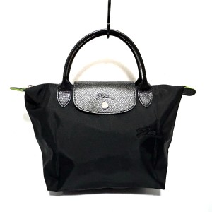 ロンシャン LONGCHAMP ハンドバッグ レディース 美品 ル・プリアージュネオ 黒 折りたたみ ナイロン×レザー【中古】20240422