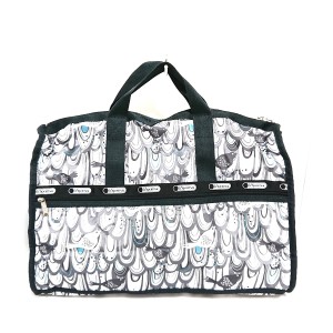 レスポートサック LESPORTSAC ボストンバッグ レディース - 白×黒×マルチ 本体ロックあり レスポナイロン【中古】20240512