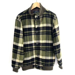 ウールリッチ WOOLRICH ブルゾン サイズMEDIUM M メンズ - ダークグリーン×黒×アイボリー 長袖/チェック柄/秋/冬【中古】20240416