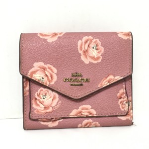 コーチ COACH 3つ折り財布 レディース - 31822 ピンク×ライトピンク×白 花柄 PVC(塩化ビニール)【中古】20240406