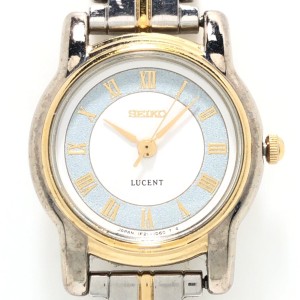 セイコー SEIKO 腕時計 LUCENT 1F21-0J80 レディース 白×ライトブルー【中古】20240208