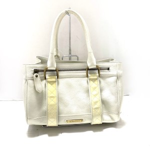 バーバリー Burberry トートバッグ レディース - 白×アイボリー レザー×エナメル（レザー）【中古】20240509