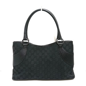 グッチ GUCCI トートバッグ レディース GG柄 113015 黒 ジャガード×レザー【中古】20240512