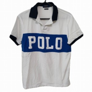 ポロラルフローレン POLObyRalphLauren 半袖ポロシャツ サイズM メンズ - 白×ブルー×ダークネイビー【中古】20240522