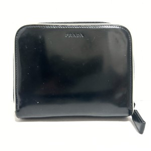 プラダ PRADA 2つ折り財布 レディース - 1M0605 黒 レザー【中古】20240413