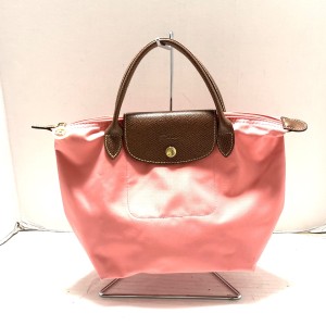 ロンシャン LONGCHAMP ハンドバッグ レディース ル・プリアージュオリジナル ピンク×ブラウン 折りたたみ/ミニバッグ【中古】20240420