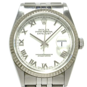 ロレックス 腕時計 デイトジャスト 16234 ボーイズ SS×K18WG/ローマンインデックス/18コマ+余り4コマ(フルコマ) 白【中古】20240412