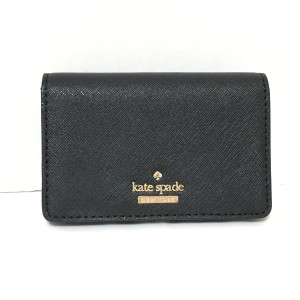 ケイトスペード Kate spade 名刺入れ レディース 美品 - PWRU5204 黒 レザー【中古】20240415