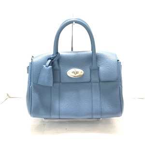 マルベリー MULBERRY ハンドバッグ レディース 美品 スモール ベイズウォーター HH2855/205U653 ブルーグレー レザー【中古】20240509