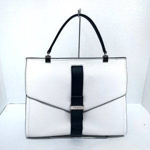 ケイトスペード Kate spade ハンドバッグ レディース - WKRU3801 白×黒 レザー【中古】20240422