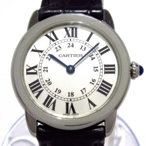 カルティエ Cartier 腕時計 ロンドソロSM W6700155 レディース SS/革ベルト シルバー【中古】20240424