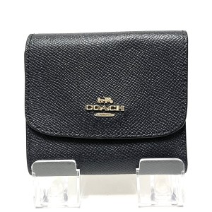 コーチ COACH 3つ折り財布 レディース - F87588 黒 レザー【中古】20240424