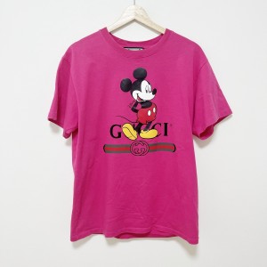 グッチ GUCCI 半袖Tシャツ メンズ - 565806 ピンク×黒×マルチ クルーネック/Disneyコラボ【中古】20240418