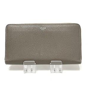 セリーヌ CELINE 長財布 レディース - グレーベージュ ラウンドファスナー レザー【中古】20240424