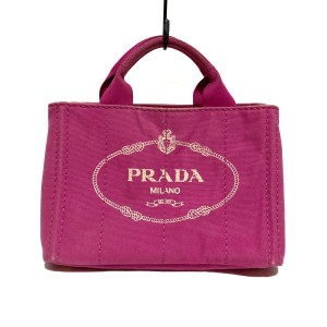 プラダ PRADA トートバッグ レディース CANAPA BN2439 ピンク×アイボリー キャンバス【中古】20240510