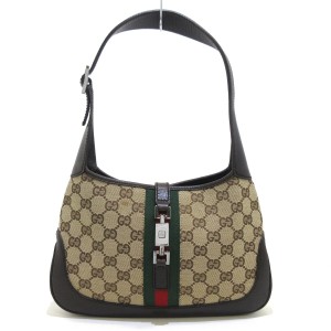 グッチ GUCCI ショルダーバッグ レディース GG柄,シェリー(ウェブ) ,ジャッキー 01147 ベージュ×ダークブラウン【中古】20240413