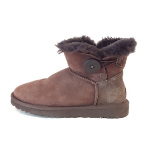 アグ UGG ショートブーツ JAPAN 220 レディース ミニベイリーボタン 3352 ダークブラウン ムートン【中古】20240425