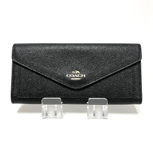 コーチ COACH 長財布 レディース - 57715 黒 レザー【中古】20240424